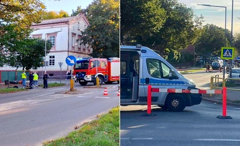  Wypadek w centrum Lęborka. Auto potrąciło motocyklistę