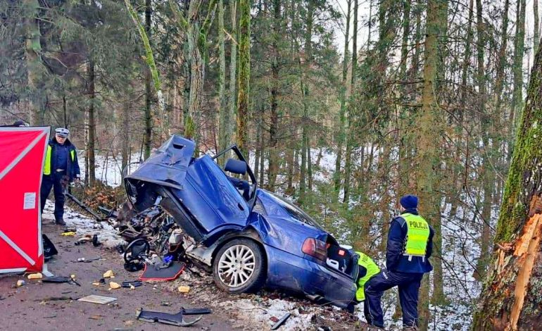 Śmiertelny wypadek w Łebieniu w gminie Damnica. Kierowca zginął na miejscu